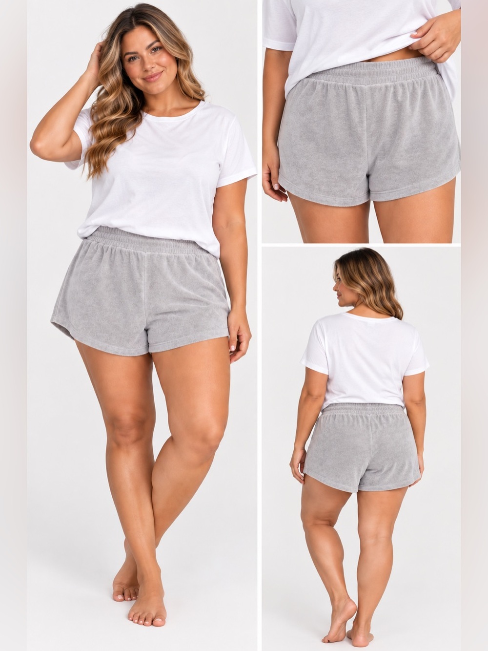 Women’s cozychic Light Gray Terry Cloth Shorts